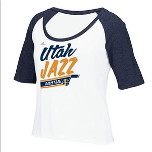 NBA Adidas Utah Jazz Crop Baseball Tee NWT M